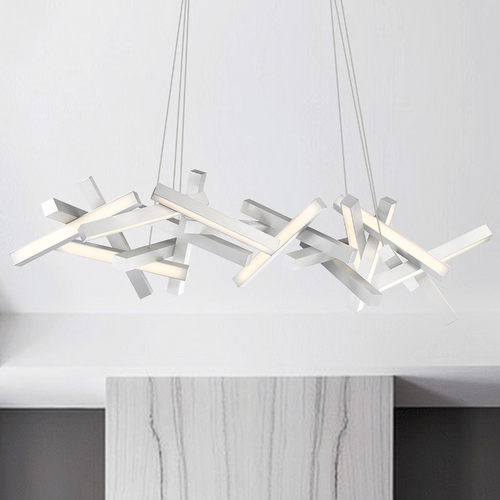 Chaos 72-Inch Linear LED Chandelier in Brushed Aluminum by Modern Forms