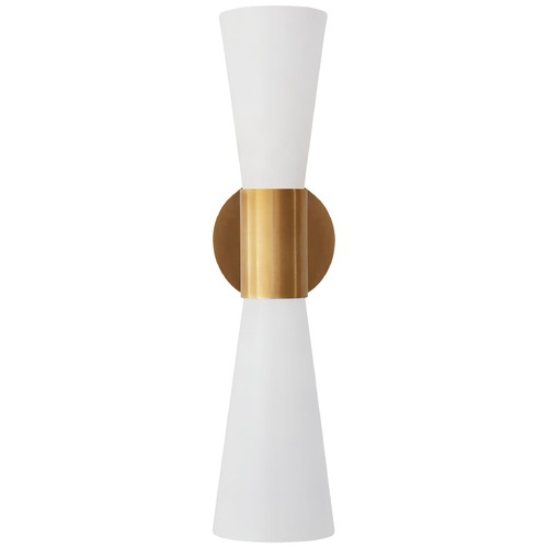 Visual Comfort Signature Collection Aerin Clarkson Medium Narrow Sconce in Brass & White by Visual Comfort Signature ARN2009HABWHT