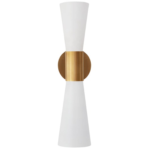 Aerin Clarkson Medium Narrow Sconce in Brass & White by Visual Comfort Signature