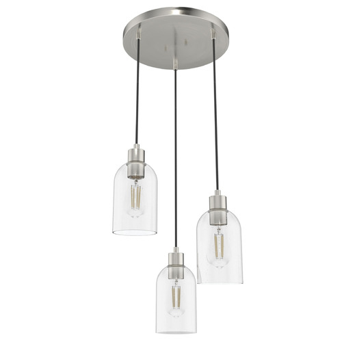 Hunter Fan Company Lochemeade Brushed Nickel Multi-Light Pendant with Bowl / Dome Shade