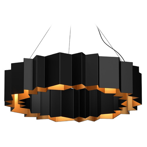 Kuzco Lighting Akira Black & Gold Pendant with Fluted Shade by Kuzco Lighting CH58030-BK/GD