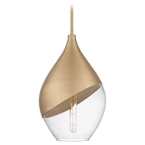Quoizel Lighting Quoizel Lighting Drover Bronze Gold Pendant Light with Teardrop Shade QMP6797BGD