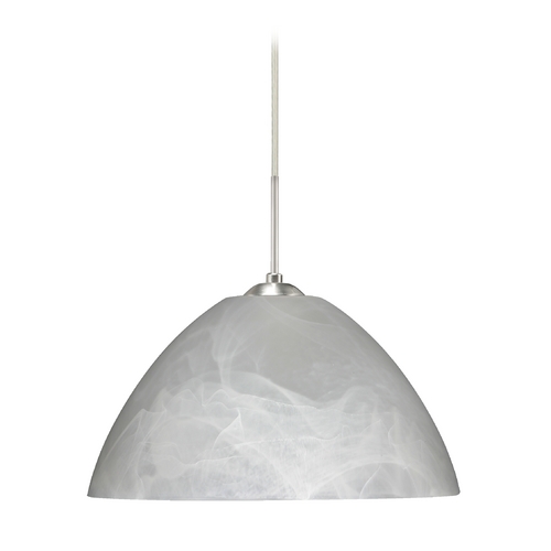 Modern Pendant Light Marbled Glass Satin Nickel by Besa Lighting