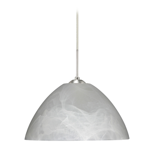 Besa Lighting Modern Pendant Light Marbled Glass Satin Nickel by Besa Lighting 1JT-420152-SN