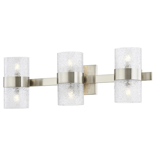 Zeal 3-Light Satin Nickel Bathroom Light with Water Glass