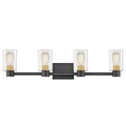 Design Classics Lighting Vashon 4-Light Bath Light in Matte Black & Brass by Design Classics 2104-07 SB GL1041C
