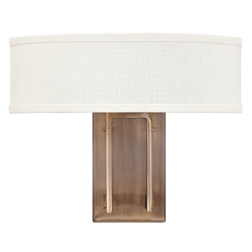 Hinkley Modern Sconce Wall Light with White Shade in Brushed Bronze Finish 3202BR