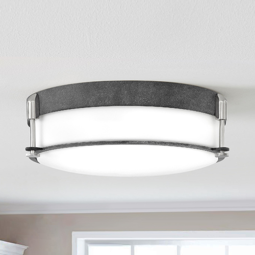 Hinkley Colbin 16.50-Inch Aged Zinc & Polished Nickel Flush Mount by Hinkley Lighting 3233DZ