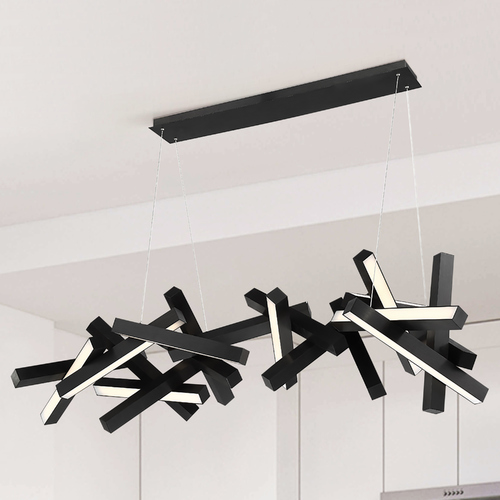 Chaos 72-Inch Linear LED Chandelier in Black by Modern Forms