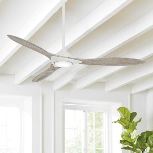 Sleek 60-Inch LED Smart Fan in Flat White by Minka Aire