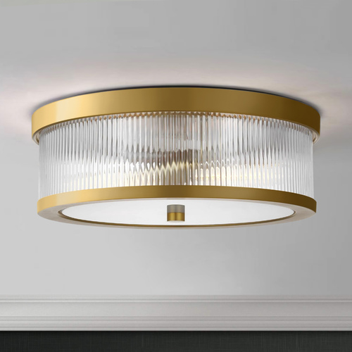 Chapman & Meyers 14-Inch Burnished Brass Flush Mount by Visual Comfort Studio