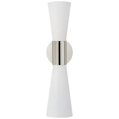 Visual Comfort Signature Collection Aerin Clarkson Narrow Sconce in Nickel & White by Visual Comfort Signature ARN2009PNWHT