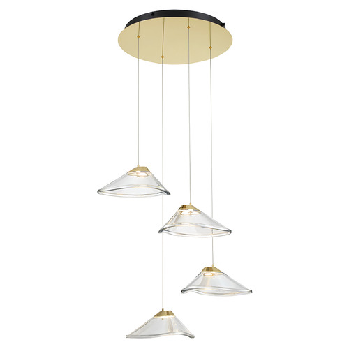 George Kovacs Lighting Sneer 4-Light LED Pendant in Sun Gold by George Kovacs P5403-718-L