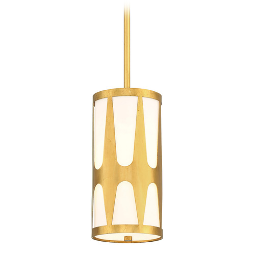 Crystorama Lighting Royston Antique Gold Mini-Pendant Light with Cylindrical Shade