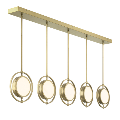 Spectr 5-Light LED Linear Light in Soft Brass by Metropolitan Lighting