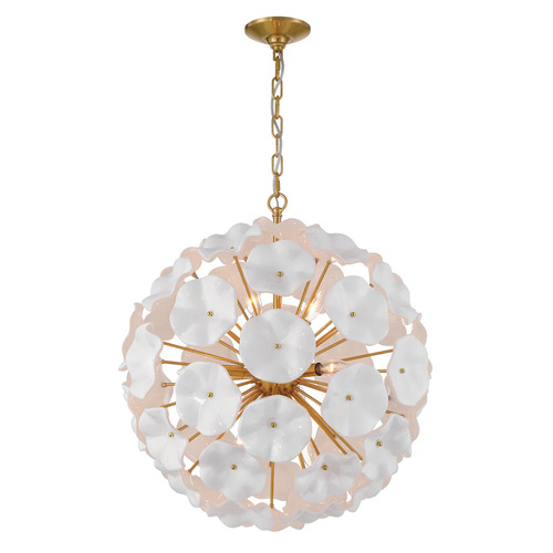 Crystorama Lighting Esme 9-Light Pendant in Aged Brass & White by Crystorama Lighting ESM-4006-AG-WH