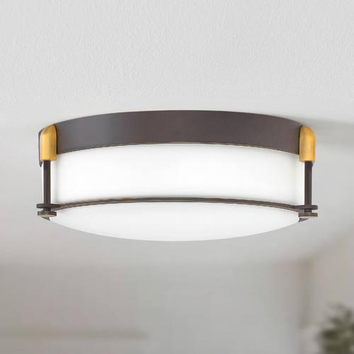 Colbin 16.50-Inch Oil Rubbed Bronze & Heritage Brass Flush Mount by Hinkley Lighting