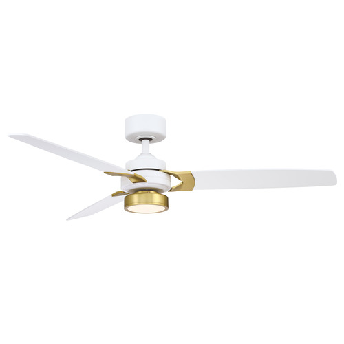 Fanimation Fans Amped Matte White with Brass LED Ceiling Fan with Light