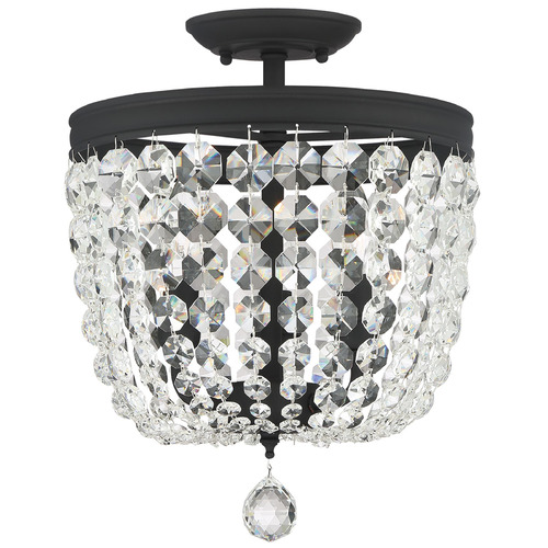 Crystorama Lighting Archer Black Forged Semi-Flushmount Light