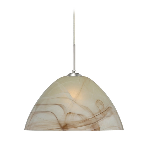 Besa Lighting Modern Pendant Light Brown Glass Satin Nickel by Besa Lighting 1JT-420183-SN