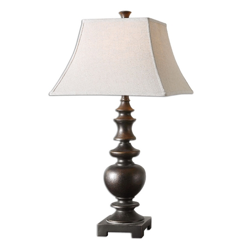 Uttermost Lighting Table Lamp with Beige / Cream Shade in Dark Bronze Finish 26830