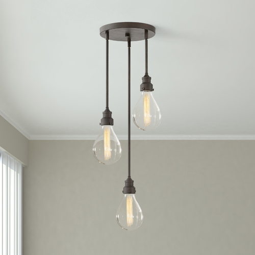Hinkley Denton 3-Light Industrial Iron Multi-Light Pendant by Hinkley Lighting 3263IN
