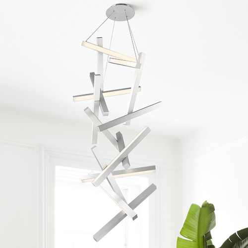 Chaos 75-Inch High LED Chandelier in Brushed Aluminum by Modern Forms