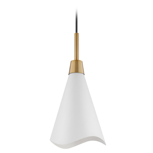 Tango Small Pendant in Burnished Brass & Matte White by Nuvo Lighting