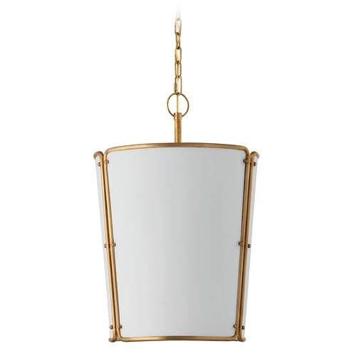 Visual Comfort Signature Collection Carrier & Company Hastings Pendant in Antique Brass by Visual Comfort Signature S5647HABWHT