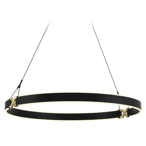George Kovacs Lighting Recovery X 33-Inch LED Pendant in Coal & Satin Brass by George Kovacs P5406-689-L