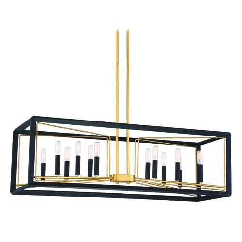 Sable Point Linear Pendant in Black & Gold by Metropolitan Lighting