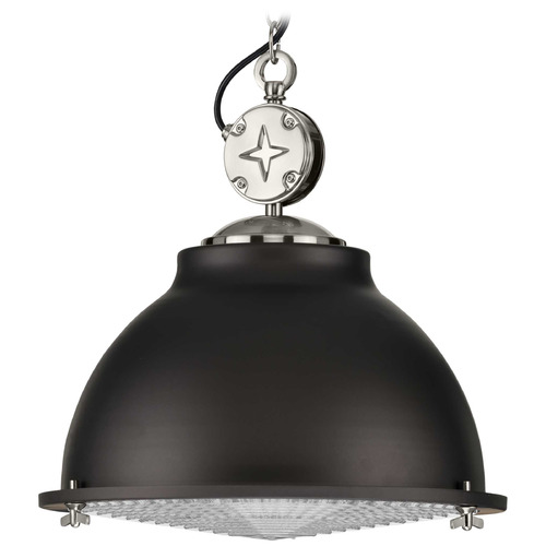 Progress Lighting Medal Graphite & Brushed Nickel Pendant Light with Bowl / Dome Shade