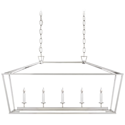 Visual Comfort Signature Collection E.F. Chapman Darlana Medium Linear Lantern in Nickel by Visual Comfort Signature CHC2156PN