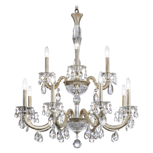 Schonbek Worldwide Lighting San Marco Antique Silver Crystal Chandelier