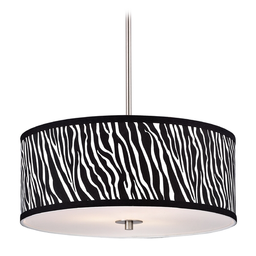 Drum Pendant Light with Zebra Print Shade