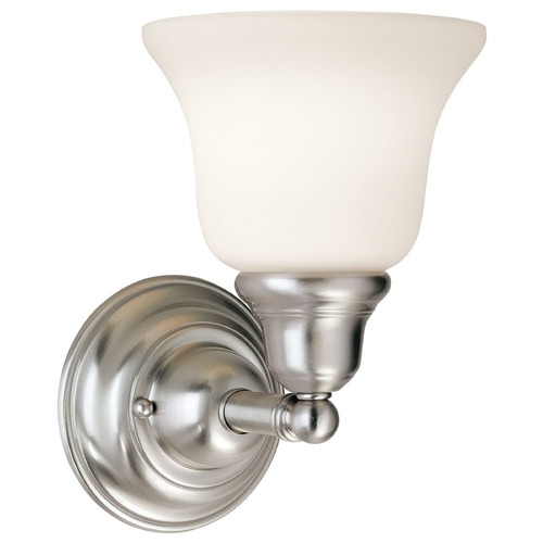 Transitional Sconce Satin Nickel with White Bell Glass