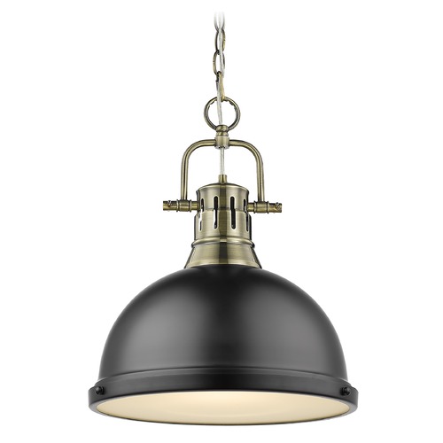 Duncan Large Pendant in Aged Brass and Matte Black by Golden Lighting