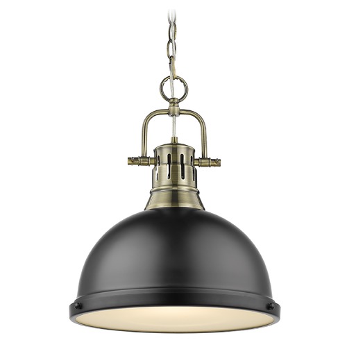 Golden Lighting Duncan Large Pendant in Aged Brass and Matte Black by Golden Lighting 3602-LAB-BLK