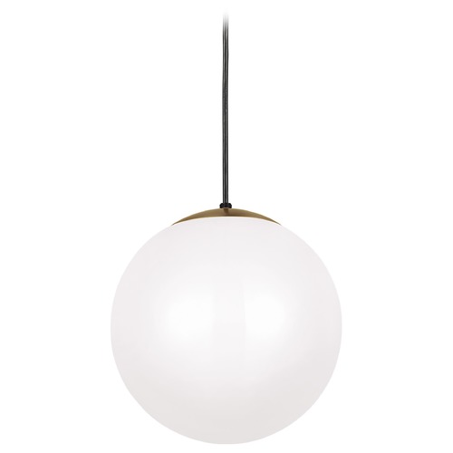 Leo 14-Inch LED Globe Pendant in Satin Brass by Visual Comfort Studio