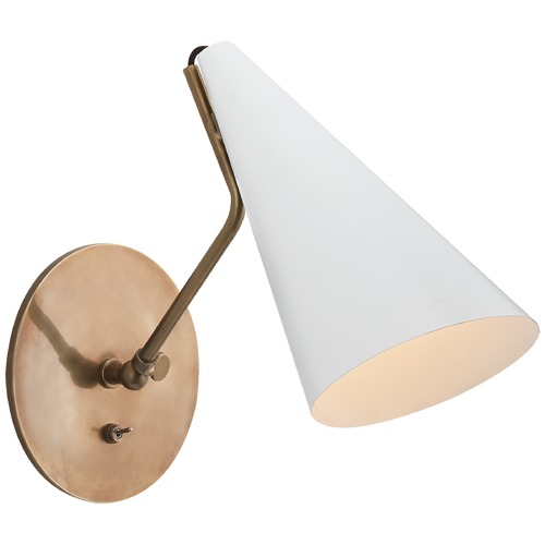 Visual Comfort Aerin Clemente Wall Light in Antique Brass & White by Visual Comfort ARN2024HABWHT