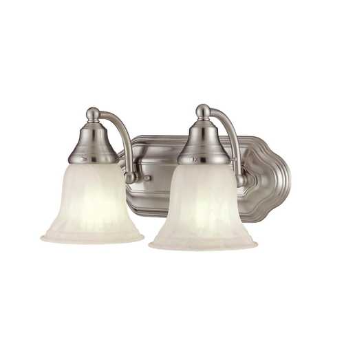 Design Classics Lighting Two-Light Bathroom Light with White Shades 768ES-09