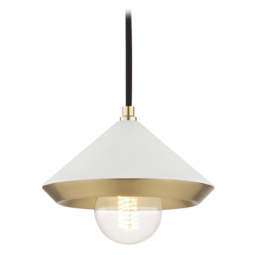 Mitzi by Hudson Valley Marnie Mini Pendant in Brass by Mitzi by Hudson Valley H139701S-AGB/WH