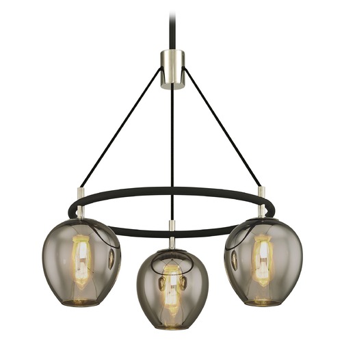 Troy Lighting Troy Lighting Iliad Carbide Black with Polished Nickel Pendant Light with Bowl / Dome Shade F6213