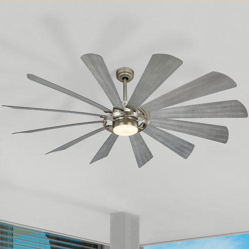 Minka Aire Windmolen 65-Inch LED Wet Location Fan in Brushed Steel by Minka Aire F870L-BS