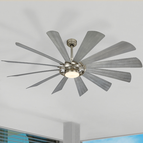 Windmolen 65-Inch LED Wet Location Fan in Brushed Steel by Minka Aire