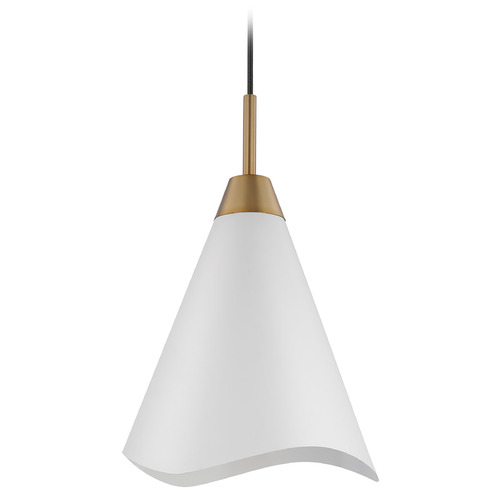Tango Medium Pendant in Burnished Brass & Matte White by Nuvo Lighting