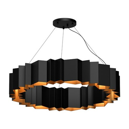 Akira Black & Gold Pendant with Fluted Shade by Kuzco Lighting