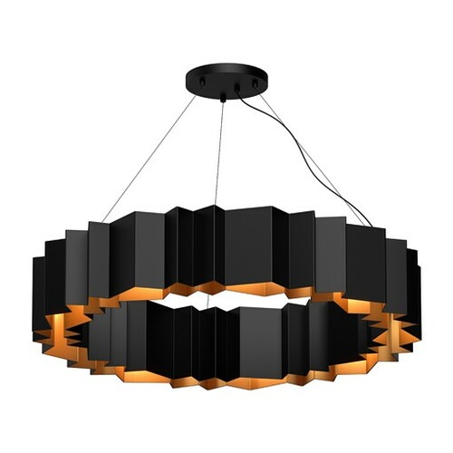 Kuzco Lighting Akira Black & Gold Pendant with Fluted Shade by Kuzco Lighting CH58040-BK/GD