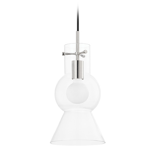 Mitzi Taylor Small Polished Nickel Clear Pendant
