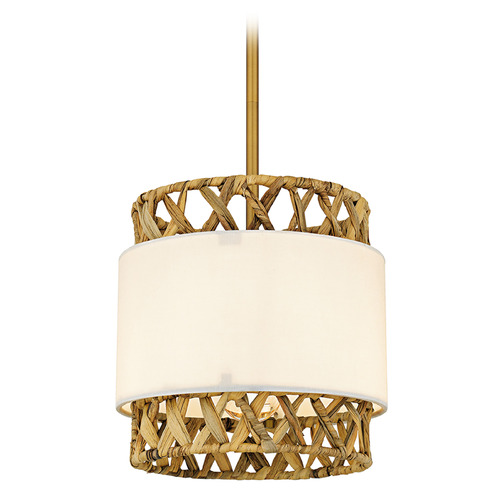 Quoizel Lighting Quoizel Lighting Kate Brushed Gold Mini-Pendant Light with Drum Shade KAT1510BRG